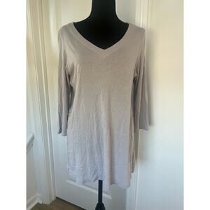 J.Jill Gray Cotton Modal Blend Tunic Top with Button Sides Sz S Lagenlook